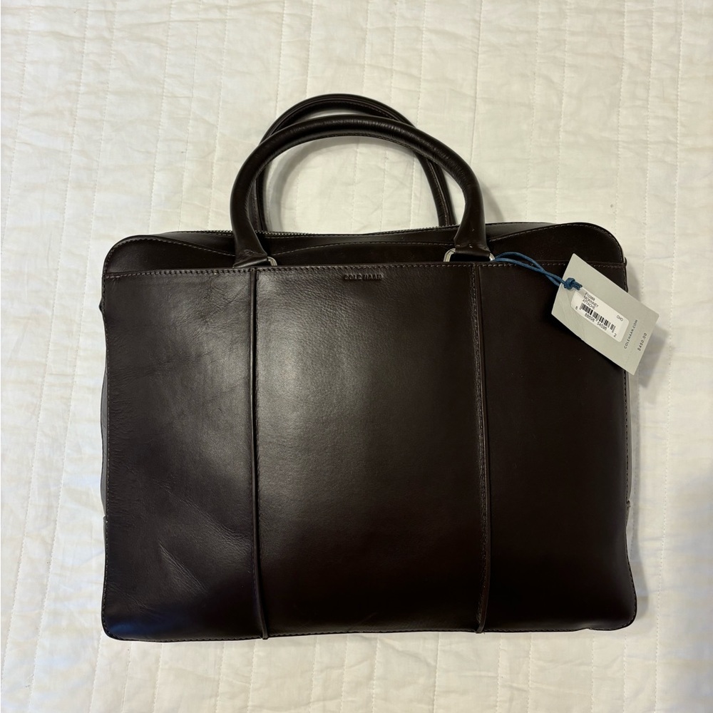 Cole Haan Bag Briefcase Brown Leather with Strap NWT